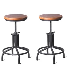 Set of 2 Industrial Bar Stools Farmhouse Swivel Stool Counter Height 22inch