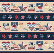 Patriotic Fabric, Border Stripe, Stars of Valor, Wilmington Prints, 30082-243