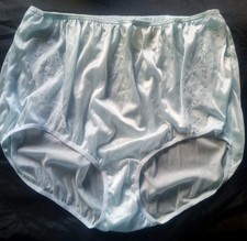 Fashions by Teri Vintage Plus Size 13/14 All Nylon Full Panties Lace Panels Blue