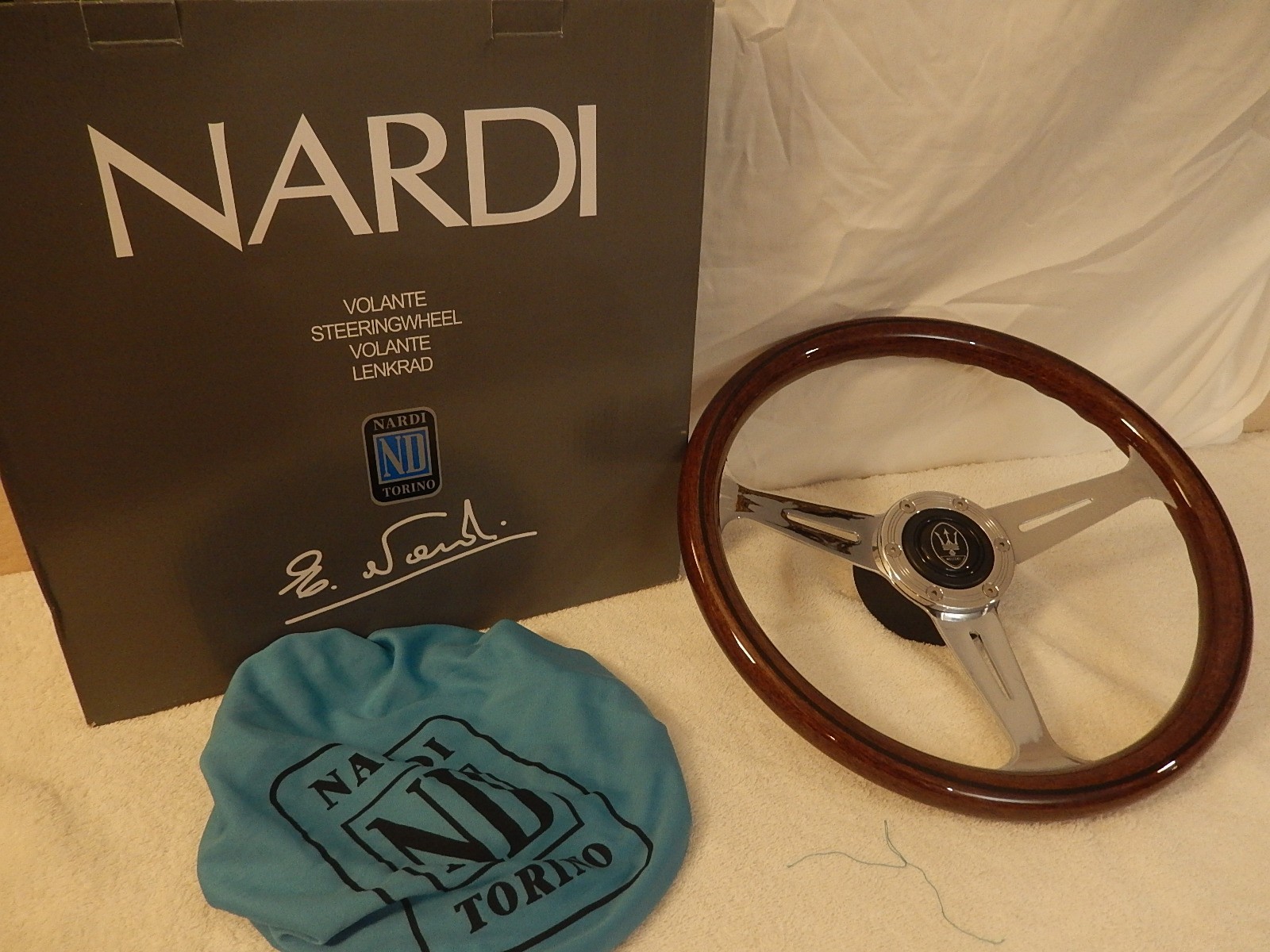 Maserati Biturbo NARDI ND Classic Steering Wheel Kit 355mm Chrome Wood   NEW