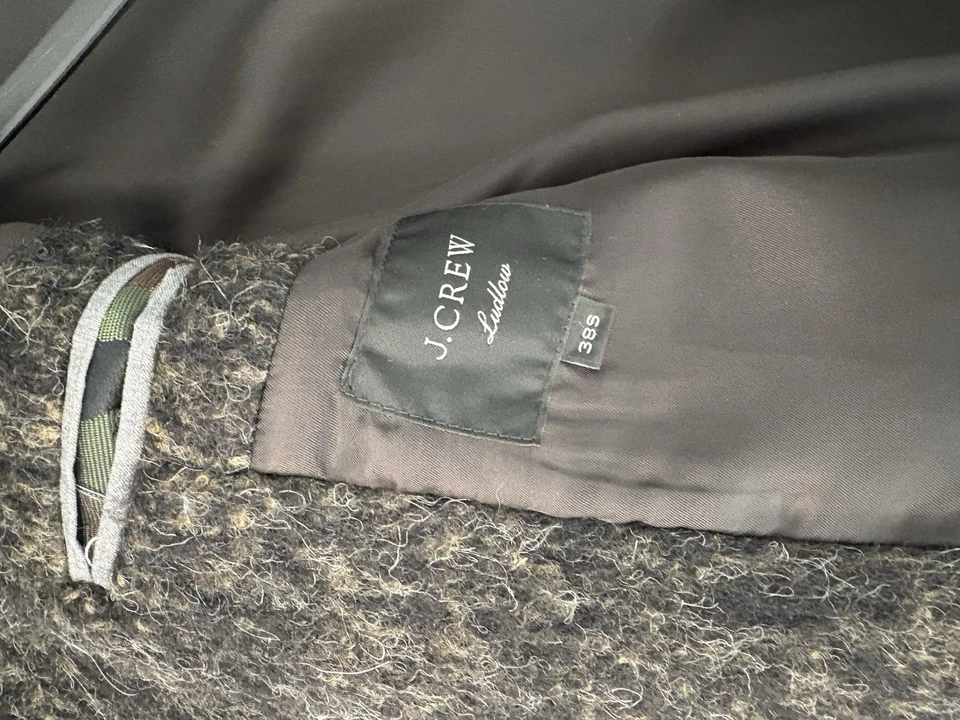 J.Crew Ludlow Car Coat Jacket Italian Wool Blend Marled Khaki and Black 38s - Image 3 of 4