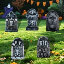 6 Pcs Halloween Tombstones Yard Sign with Stakes for Lawn Halloween Decor