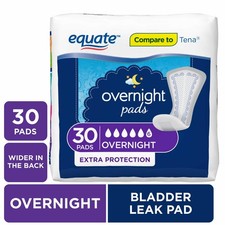 Equate Women's Overnight Incontinence Pads, Ultimate Absorbency 30 Count