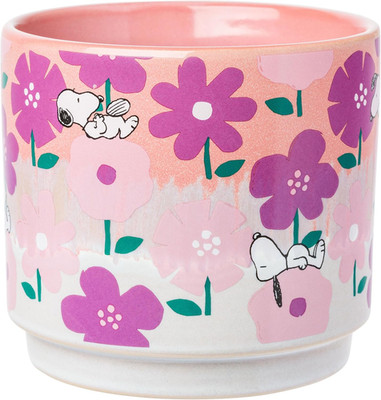 Peanuts 4'' Snoopy Flower Pattern Reactive Glaze Ceramic Planter Pot