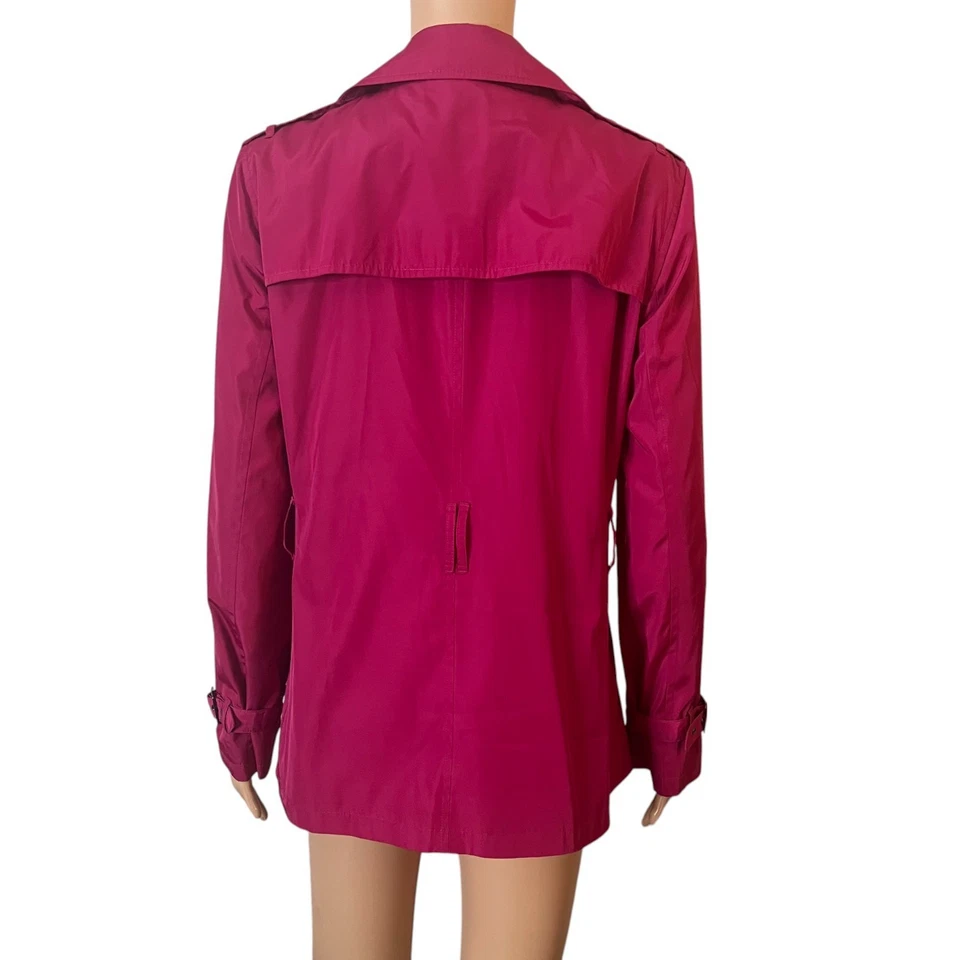 Chaqueta gabardina Ann Taylor para mujer pequeña rosa fucsia doble pecho Foto 2 de 4