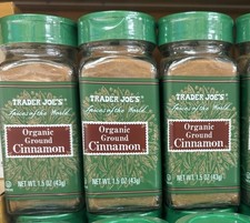 3 PACK TRADER JOE'S ORGANIC SPICES OF THE WORLD GROUND CINNAMON 1.5 OZ 43g EACH