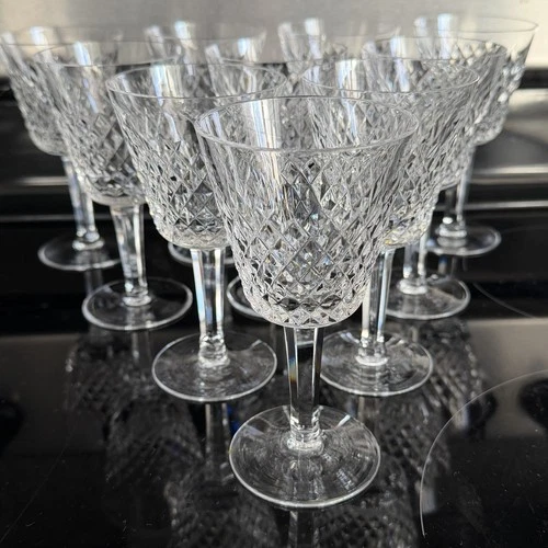 VTG Waterford Crystal Alana 6 oz Claret Wine Glasses 5 7/8" Ireland Lot of 10