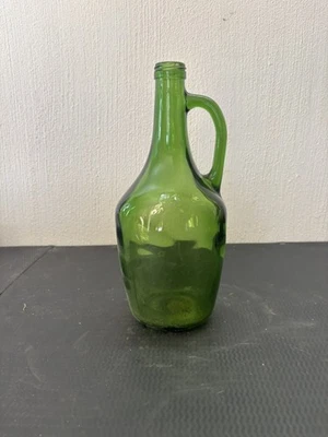 Ancienne Bouteille Dame-Jeanne à Anse en Verre Vert Vintage - Photo 1/4