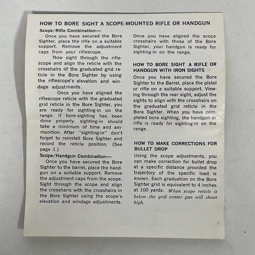 Bushnell Professional Expandable Arbor Bore Sighter 743002 Instruction