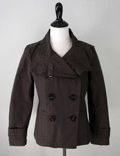 Zara Basic Double Breasted Brown Button Up Coat Jacket Size Medium