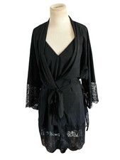 VTG French Connection Black Lingerie Slip Dress Robe Deadstock Fits Size S to M