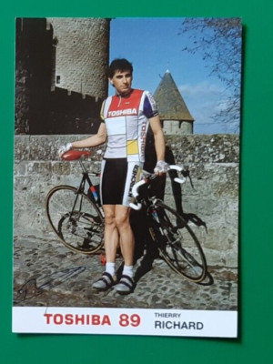 CYCLING cycling card THIERRY RICHARD team Toshiba 1989 Signed