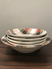Over and Back Plaid Pasta Bowls Italy (1 Serving Bowl & 4 Individual Bowls)