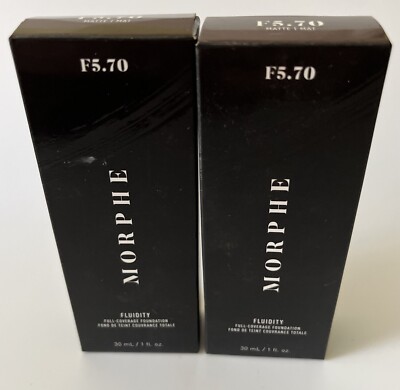 NIB Lot Of 2 Morphe Fluidity Full-Coverage Foundation F5.70 Matte 30 ML 1 oz
