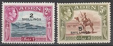 ADEN 1951 KGVI PICTORIAL SURCHARGE 2/- AND 5/- */**