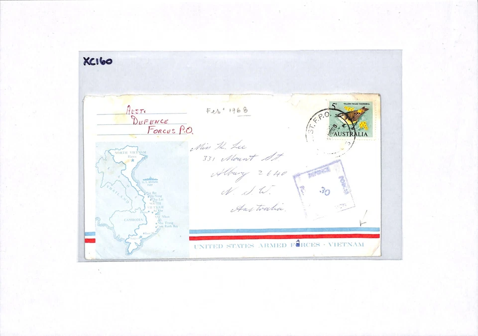 AUSTRÁLIA USADA *GUERRA DO VIETNÃ* Capa MAP Ilustrada *FPO.3* 1968 NSW XC160 - Imagem 4 de 4