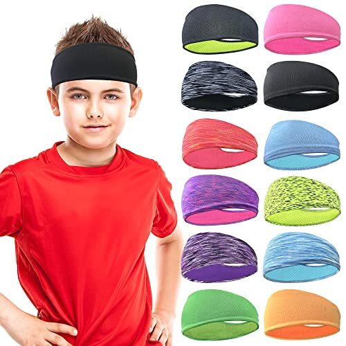 Kids Headbands Breathable Athletic Sweatbands Sports Headband for Mix Colors - Bild 1 von 7