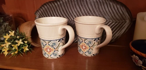 Pier 1 Imports Athena Ironstone Coffee Mugs Set Of 2 