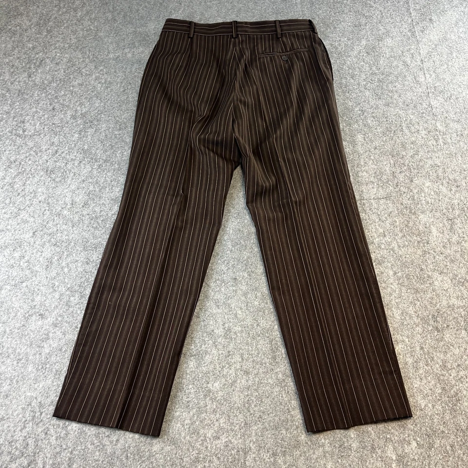 Pantalones de vestir de colección Paul Smith para hombre W32 L30 marrón a rayas formales plisados Foto 2 de 4