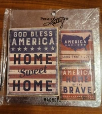 3pc Magnet God Bless America Home Sweet Home Magnet Set by PBK