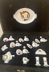 1994 Chilton 35th Anniversary Barbie Miniature China Tea Set with black case