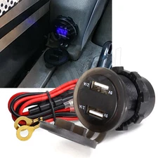 Dual USB Charger Socket Power Adapter Outlet For Car Boat Motorcycle Van 4.2A