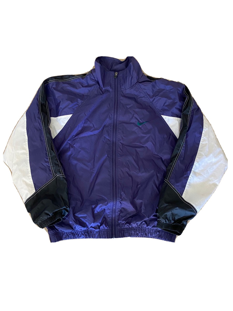 Vintage 90's Nike Full Zip Windbreaker Purple White Black Vintage 90's Nike Full Zip Windbreaker Purple White Black