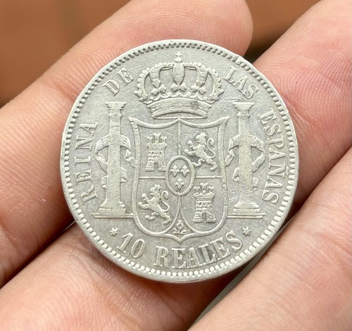 Moneda PLATA 10 Reales 1863 MADRID . ISABEL II - Imagen 2 de 5