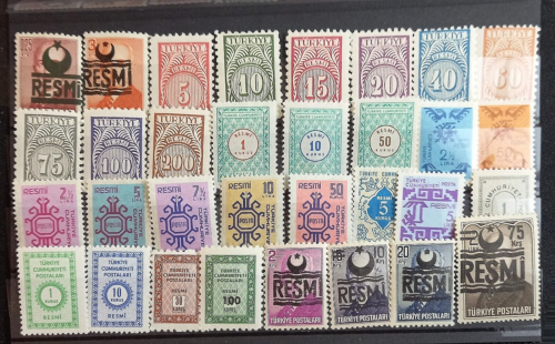 TURKEY 1951-1971 OFFICIAL (RESMİ ) Unused MNH-MLH 32 STAMPS  some serials - Picture 1 of 2