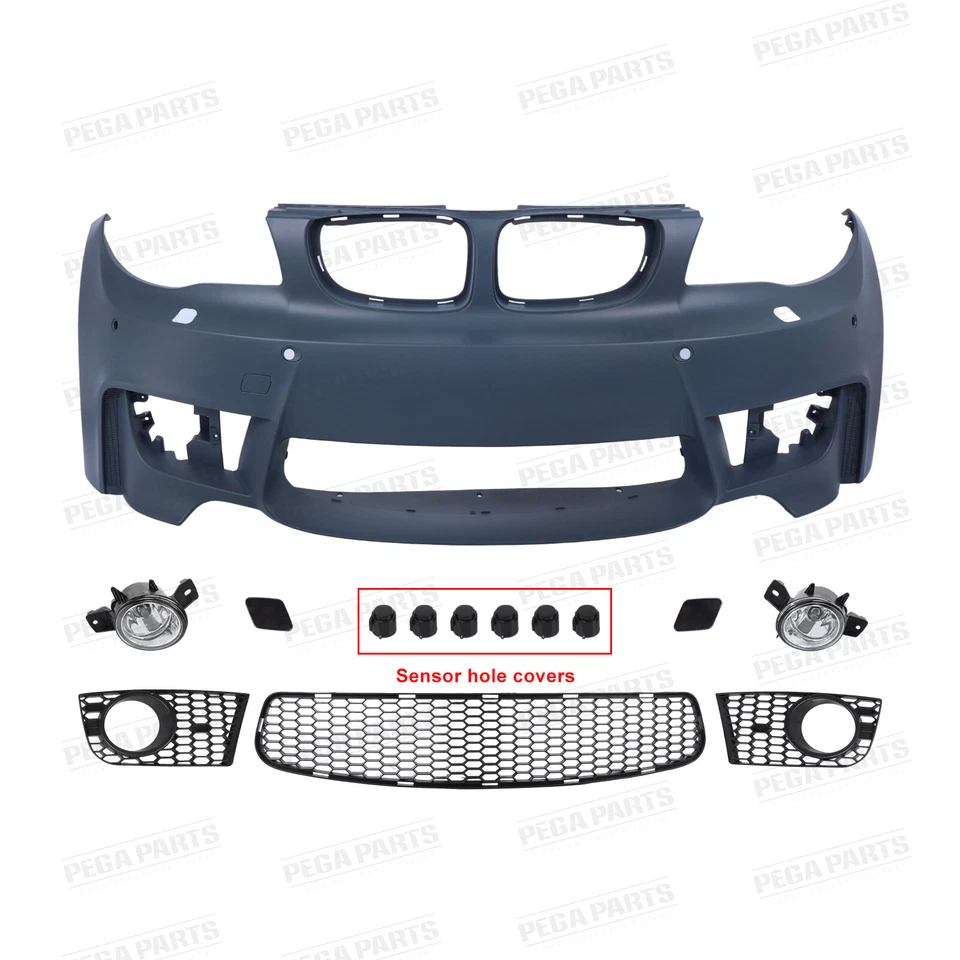 1M Style For 08-13 BMW E82 E88 1 Series 128i 135i Front Bumper Fog Lights Grille - Imagem 2 de 4