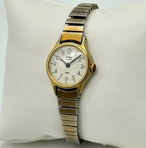 Vintage 1988 Women's TIMEX Easy Reader Style Gold Tone Expansion Band Watch 21mm