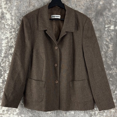 Gerry Weber Size 16 Wool Blazer Jacket Brown Long Sleeve Button Pocket Lined
