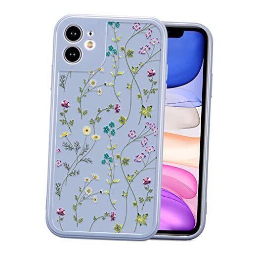 Floral Case for Flower Branch Pattern Design Cute Cover Case iPhone 11 Gray