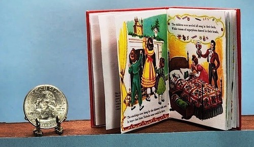 1:4 SCALE MINIATURE BOOK THE NIGHT BEFORE CHRISTMAS RED SUITABLE FOR MSD DOLLS - Picture 6 of 15