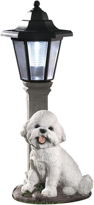 - Solar Dog Lantern-Solar Powered Garden Lantern - Resin Dog Sculpture with LED 