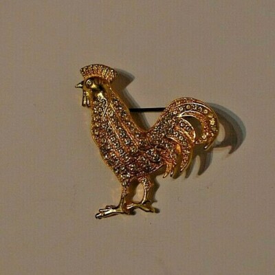 Broche Ancienne En Métal Doré Avec Strass - Occasion - Parfaite Pour Accessoiriser Une Veste Ou Un Manteau