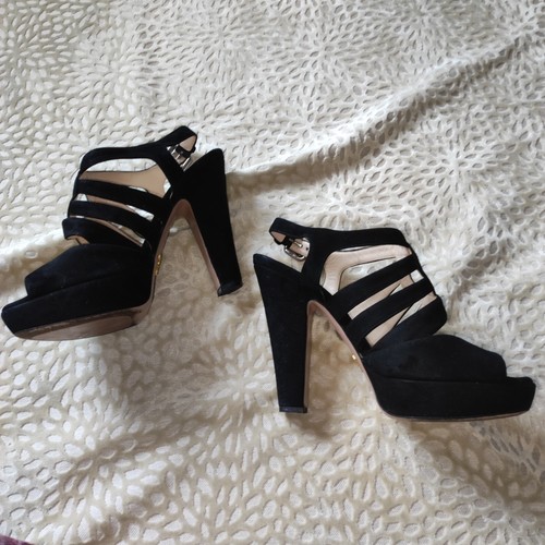 Prada Black Cage Style Platform High Heels Size 5/38 - Picture 4 of 22