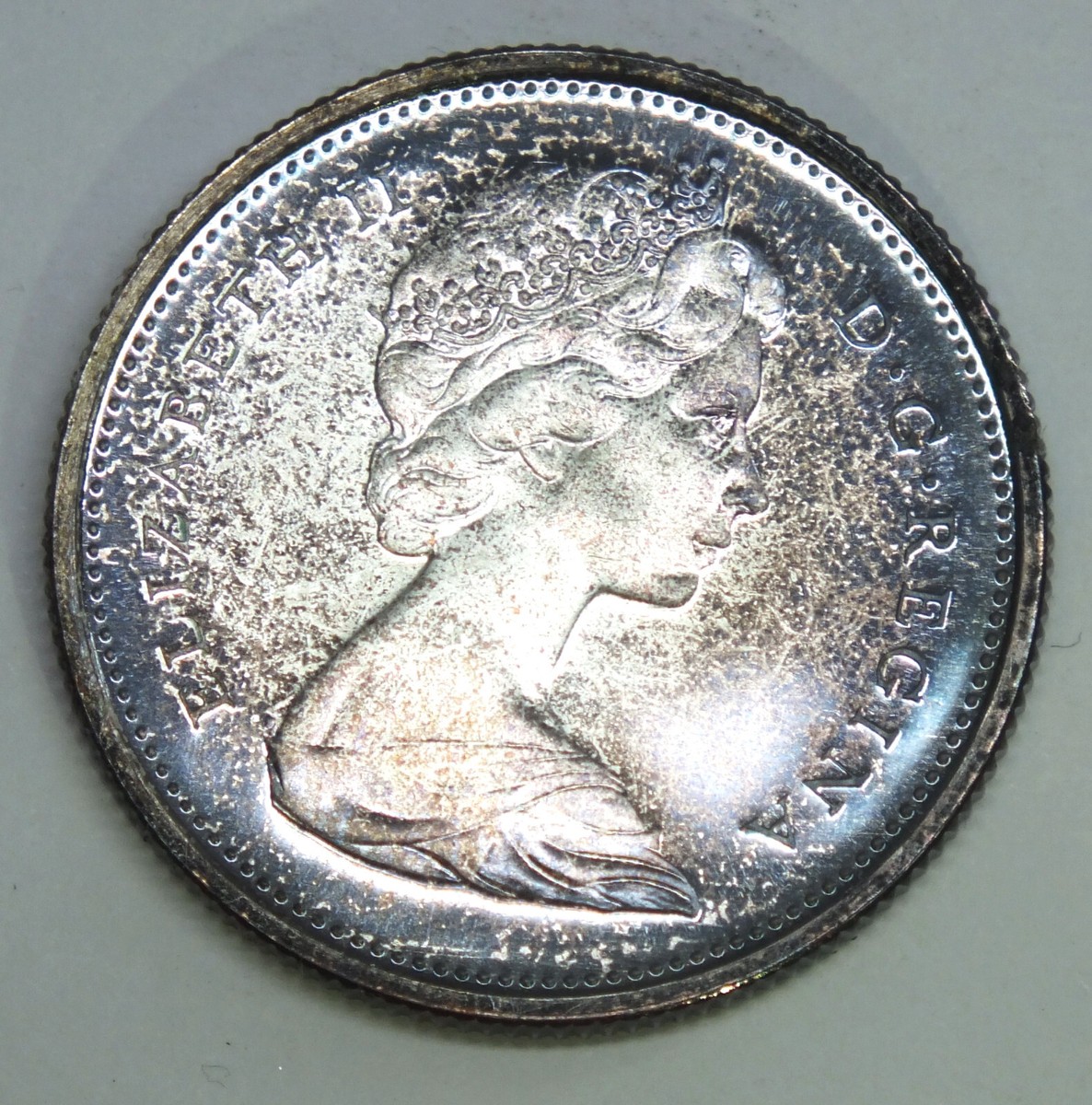 Canada 1867 - 1967 Silver Quarter 25 Cents - Blue Toning Coin