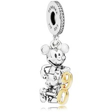 Pendentif PANDORA Mickey Mouse 797497cz Argent Or 14kt 90 Anniversaire