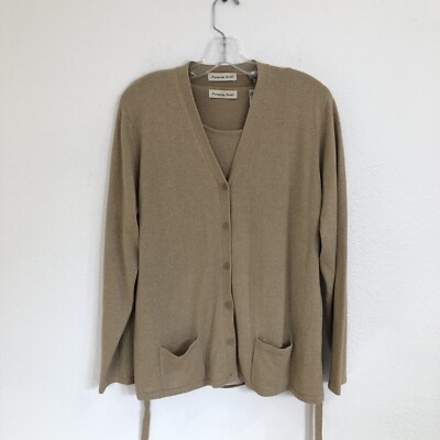 Amanda Smith Gold Shimmer Sweater Set, Size L/XL