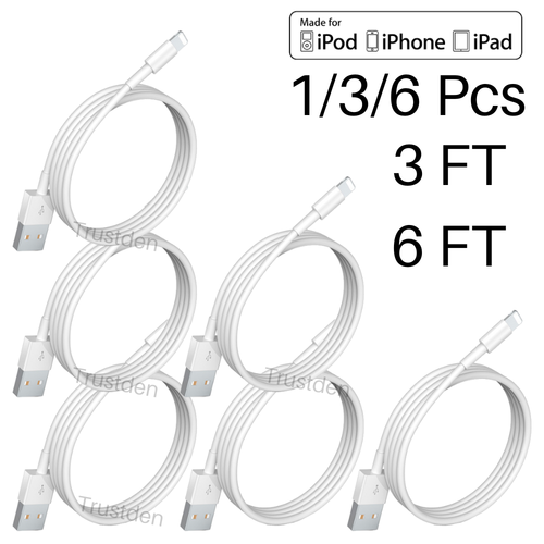 For iPhone 13 12 11 XS XR X 8 7 6 Lot USB Charging Cable 3/6Ft Adapter Data Cord eBay
