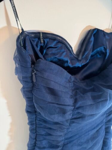 Chi Chi London Bandeau Tulle Bodycon Maxi Dress in Navy Size UK 10 BNWT - Picture 12 of 16