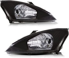 Black Fits 2000-2004 Ford Focus Headlights Head Lamps Leftright Pair 00-04