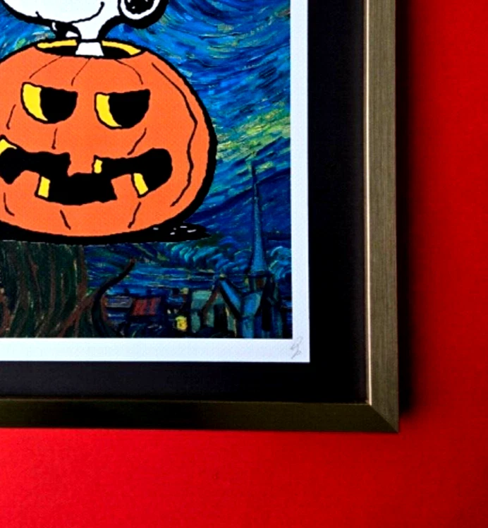 Arte Pop Death NYC Grande Enmarcado 16x20 pulgadas Firmado a Mano SNOOPY HALLOWEEN CERTIFICADO DE AUTENTICIDAD #8 Foto 4 de 4