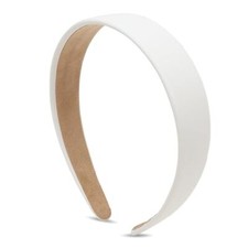 White Headband 1 Inch PU Leather Headband Plain Solid Headband Wide Thick Hea...
