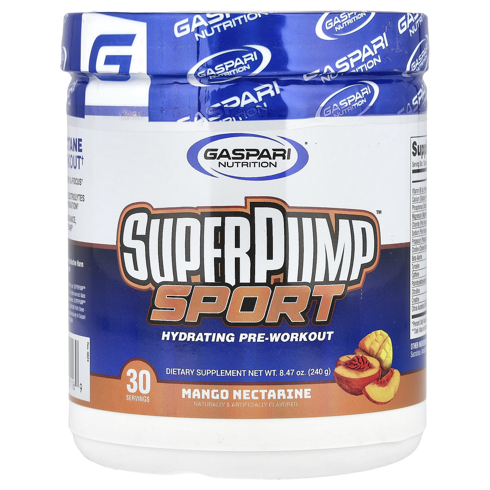 SuperPump Sport, Увлажняющее средство перед тренировкой, Нектарин с манго, 8,47 унции (240 г)