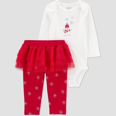 Carter's Baby Girls Snowman Christmas Tutu Pants Coordinate Set - 6 Months #3125