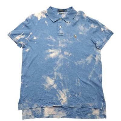 Polo Ralph Lauren Shirt Mens Tag M Polo Acid Wash Tie Dye Blue Pima Soft Cotton