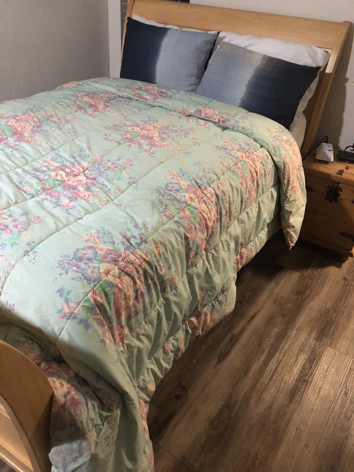 RARO EDREDÓN VINTAGE RALPH LAUREN POMPANO KING ROSA FLOR MULTICOLOR 102x92” Foto 3 de 4