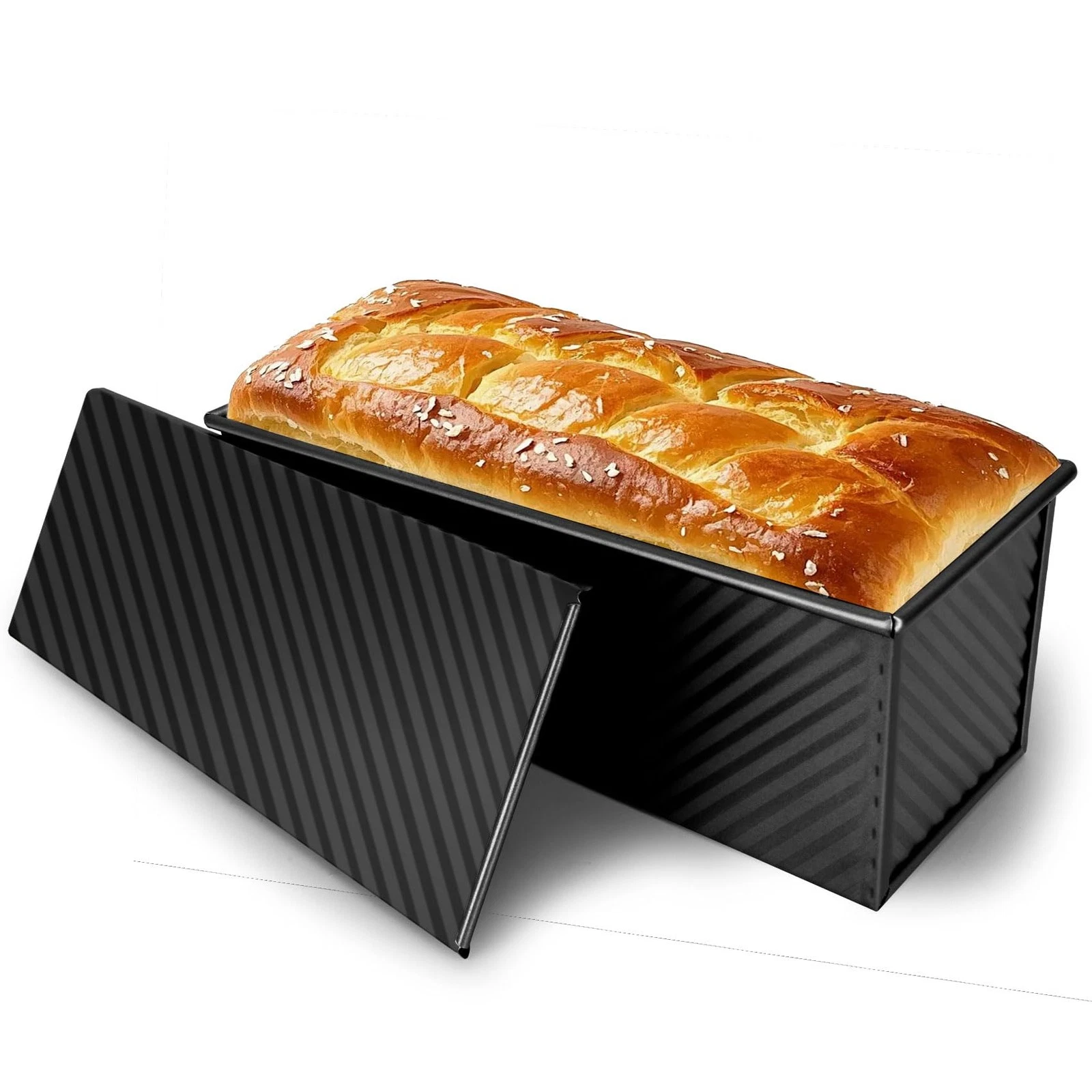 Pullman Loaf Pan with Lid 13x4, 2.2 lb Dough Capacity Bread Loaf Pan, PFTE an